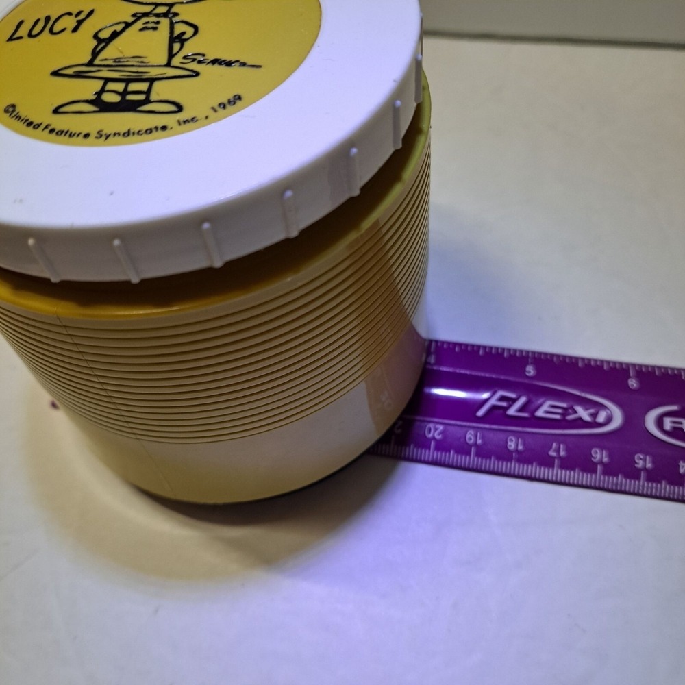 VTG Lucy Peanuts Thermos Insulated Jar Model #1155 Plastic Gold & White USA 1969 - Picture 4 of 10